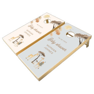 Wild Safari Animals Boho Baby Shower cornhole set