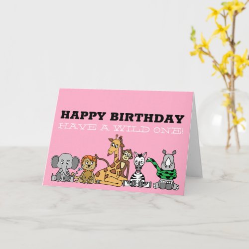 Wild Safari Animals Childrens Birthday Card