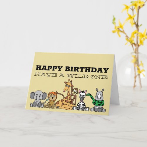 Wild Safari Animals Childrens Birthday Card