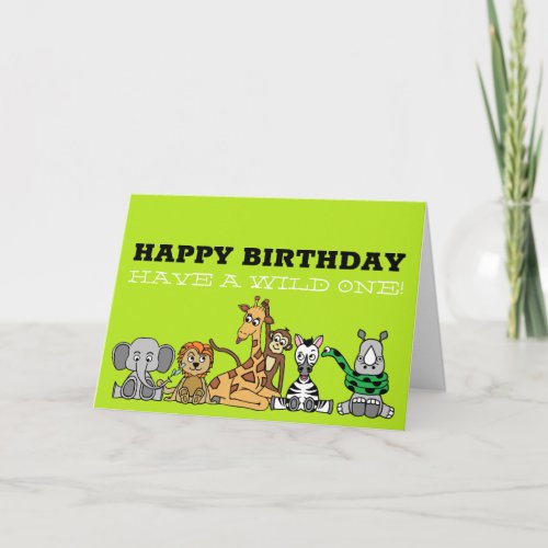 Wild Safari Animals Childrens Birthday Card
