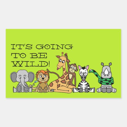 Wild Safari Animals Childrens Birthday Party Rectangular Sticker