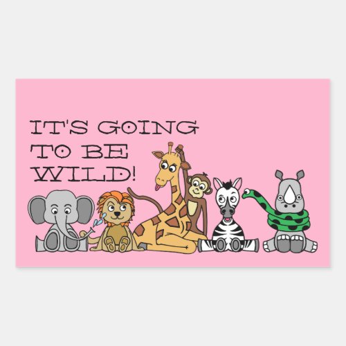 Wild Safari Animals Childrens Birthday Party Rectangular Sticker