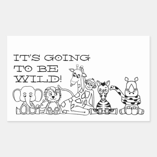 Wild Safari Animals Childrens Birthday Party Rectangular Sticker