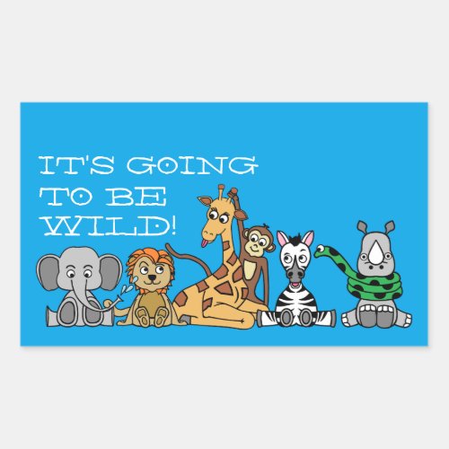 Wild Safari Animals Childrens Birthday Party Rectangular Sticker