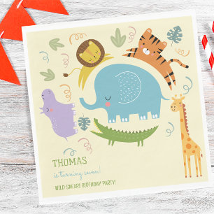 Wild safari animals fun birthday napkins