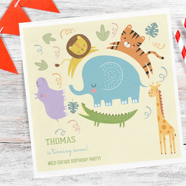 Wild safari animals fun birthday napkins (Creator Uploaded)