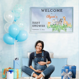 Wild Safari Animals Jungle Baby Shower Party Ban Banner