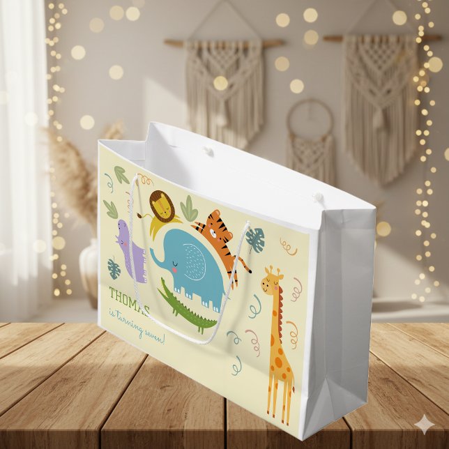 Wild safari animals kids birthday large gift bag (Creator Uploaded)