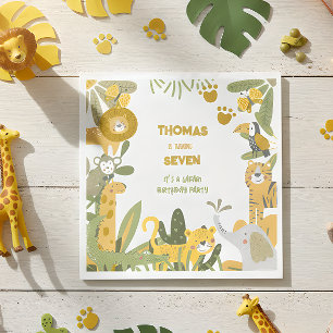 Wild safari animals kids birthday napkins