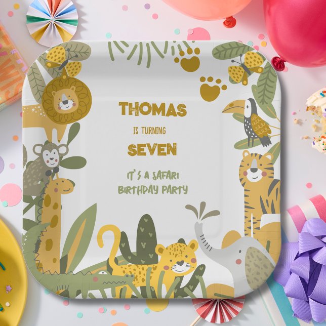 Wild safari animals kids birthday paper plates (Creator Uploaded)