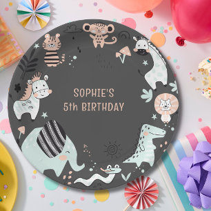 Wild safari animals kids birthday paper plates