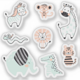 Wild safari animals kids sticker