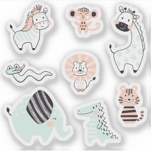 Wild safari animals kids sticker (Front)