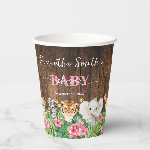Wild Safari Animals Pink Rustic Baby Shower