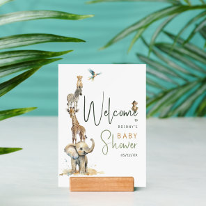 Wild Safari Animals Welcome Baby Shower Sign Holder
