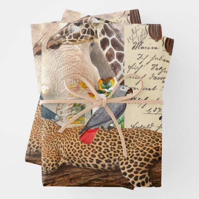 Wild Safari Animals  Wrapping Paper Sheets (In situ)