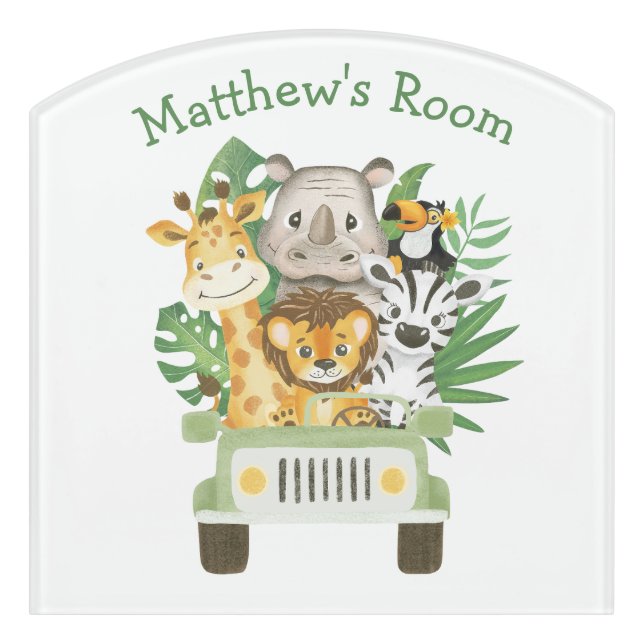 Wild Safari Baby Animals Woodland Forest Door Sign (Contour Front)