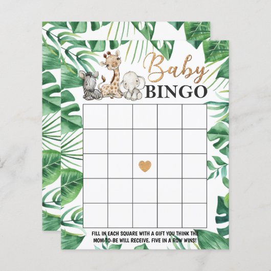 Wild Safari Baby Shower Bingo (Front/Back)