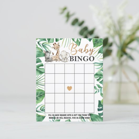 Wild Safari Baby Shower Bingo (Standing Front)