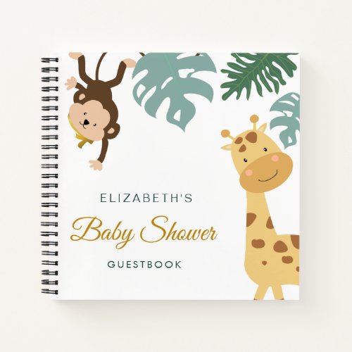 wild safari baby shower guestbook notebook