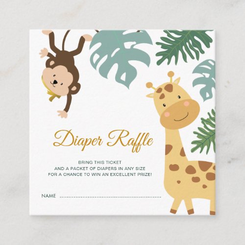 Wild safari diaper raffle ticket card