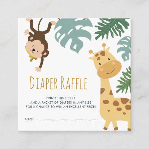 Wild safari diaper raffle ticket enclosure card