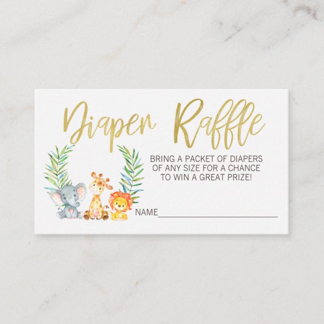 Wild safari diaper raffle ticket insert (Front)