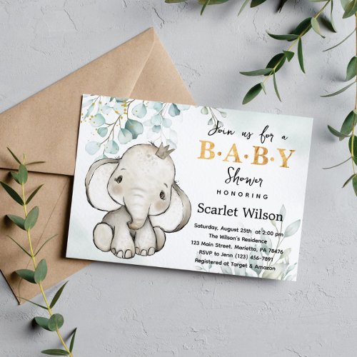 Wild Safari Elephant Baby Shower Invitation Postcard