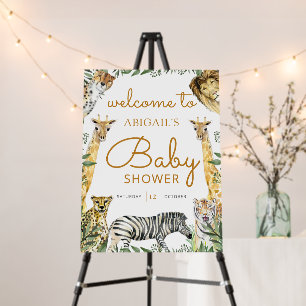 Wild Safari Giraffe & Animals Baby Shower Welcome Foam Board