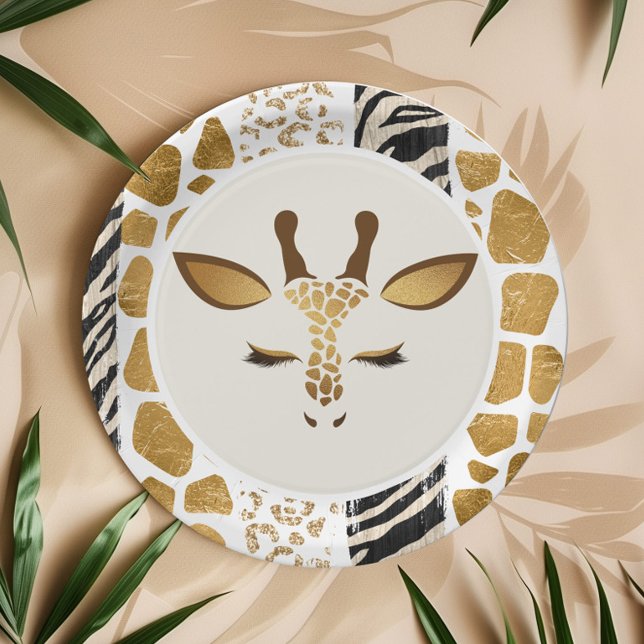 Wild safari giraffe birthday party paper plates (Creator Uploaded)