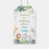 Wild Safari Jungle Animal Baby Shower Gift Tags