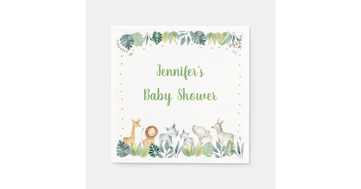 Wild Safari Jungle Animal Baby Shower Napkin Zazzle Com