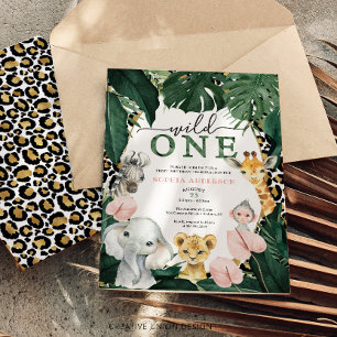 Wild Safari Jungle Animals 1st Birthday Invitation