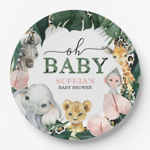 Wild Safari Jungle Animals Baby Shower Paper Plate