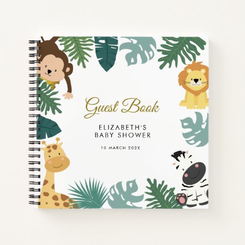 wild safari jungle baby shower guestbook notebook