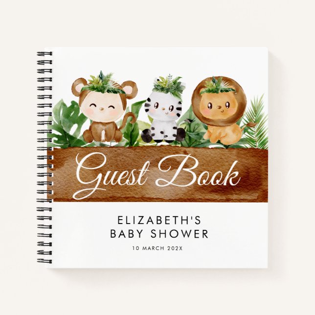 wild safari jungle baby shower guestbook notebook (Front)