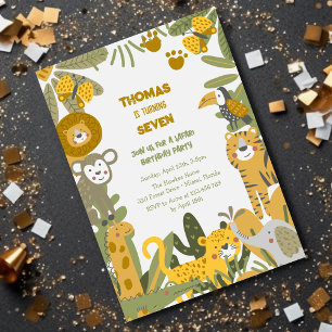 Wild safari kids birthday invitation