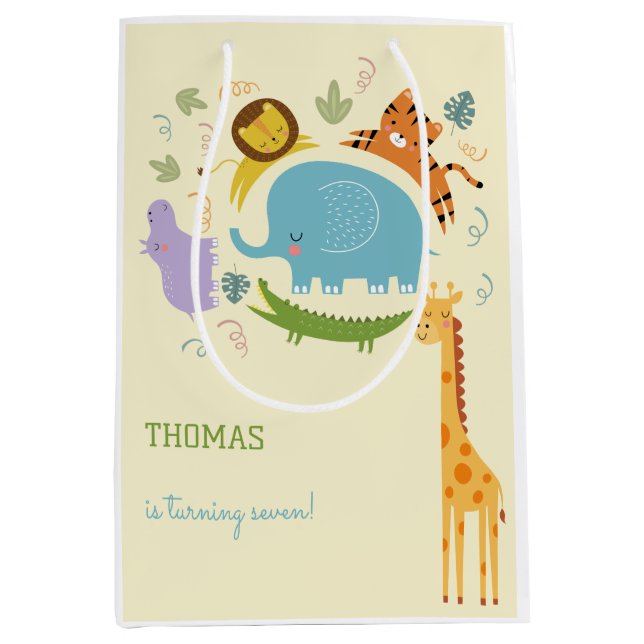 Wild safari kids birthday medium gift bag (Front)
