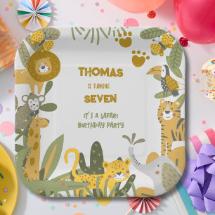 Wild safari kids birthday paper plates