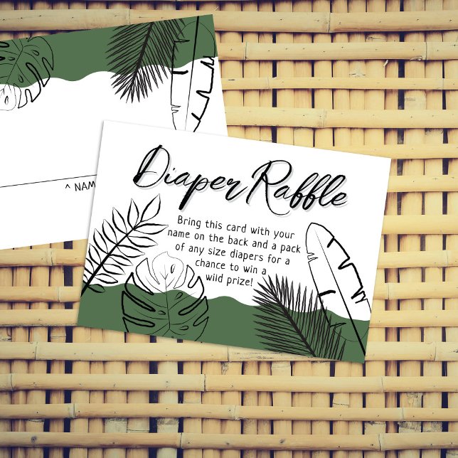 Wild Safari Leave Army Green Diaper Raffle Enclosure Card (Creator Uploaded)
