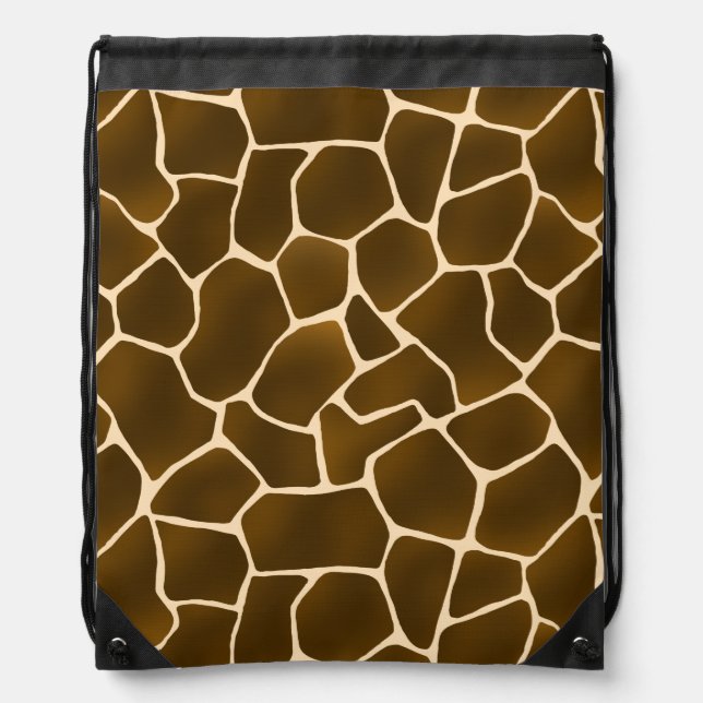 Wild Safari Natural Giraffe Print Drawstring Bag (Front)