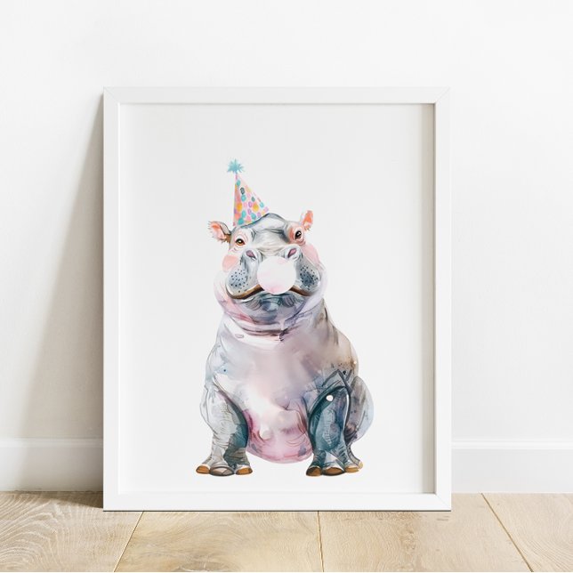 Wild Safari Party Hippo Animals Birthday Poster (Creator Uploaded)