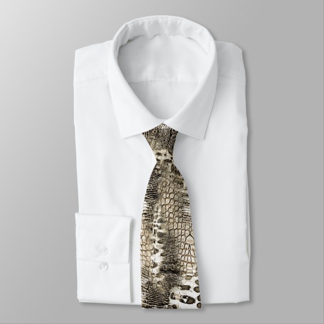 Wild Safari Snakeskin Animal Print Pattern Neck Tie (Tied)