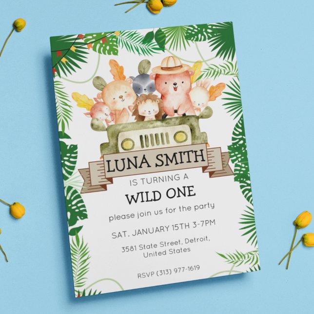 Wild Safari Theme Birthday Party Invitation (Creator Uploaded)