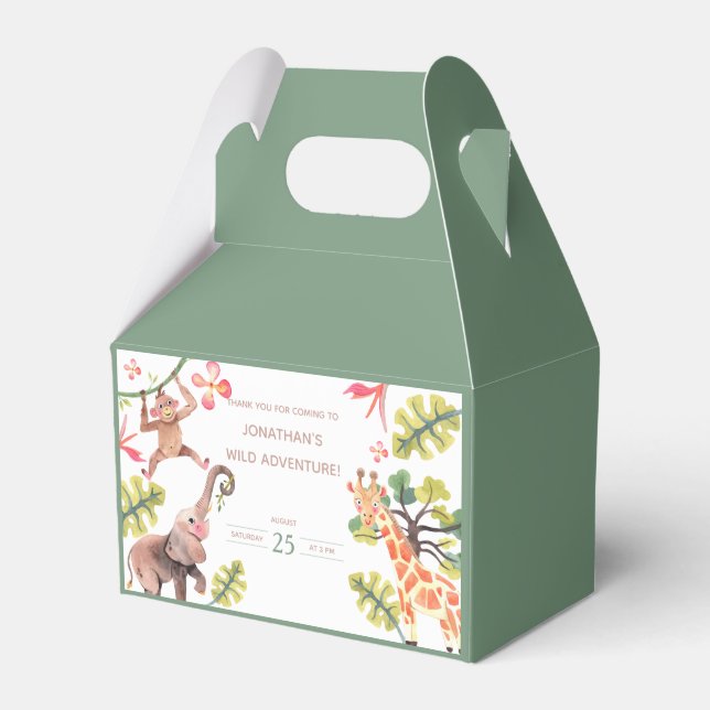 Wild Safari Zoo Birthday Favor Box (Front Side)