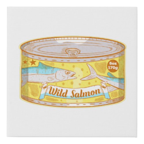 Wild salmon in a tin faux canvas print