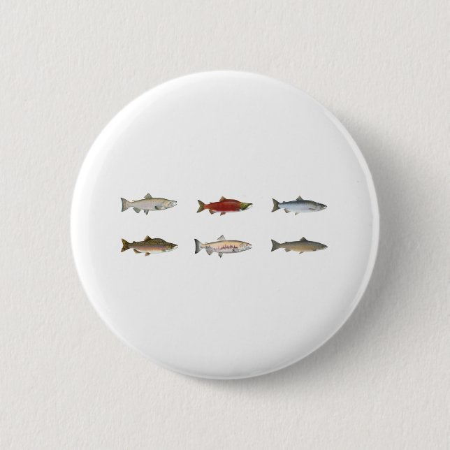 Wild Salmon Pinback Button (Front)