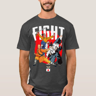 Wild Samurai Kung Fu Men Fighting Novelty Graphic T-Shirt