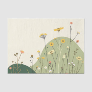 Wild Scandinavian Wildflowers and Geometric Line Tissue Paper