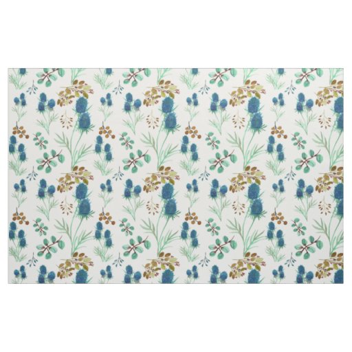 Wild Scottish Blue Thistle Flower Fabric